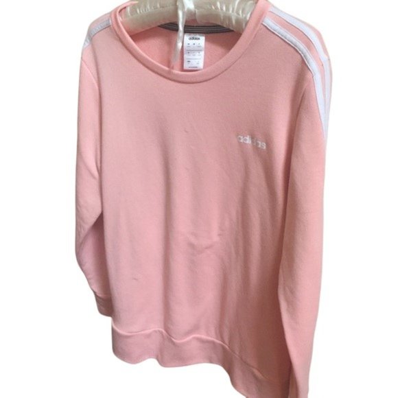 Adidas Climalite Peach Triple Striped Pullover Sweatshirt Sz L - Picture 2 of 11